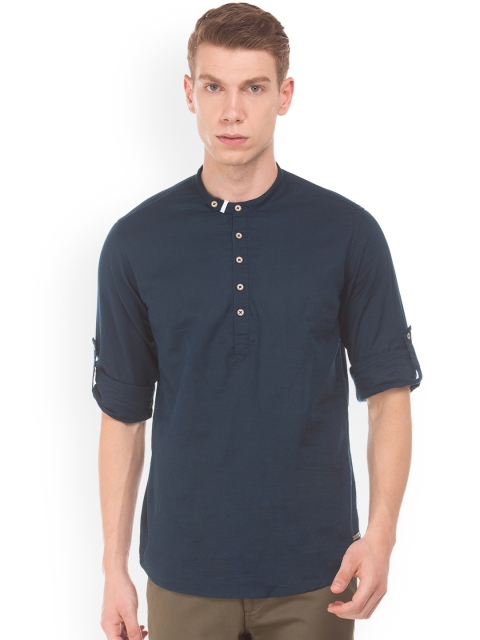 Cherokee Men Navy Blue Regular Fit Solid Casual Shirt