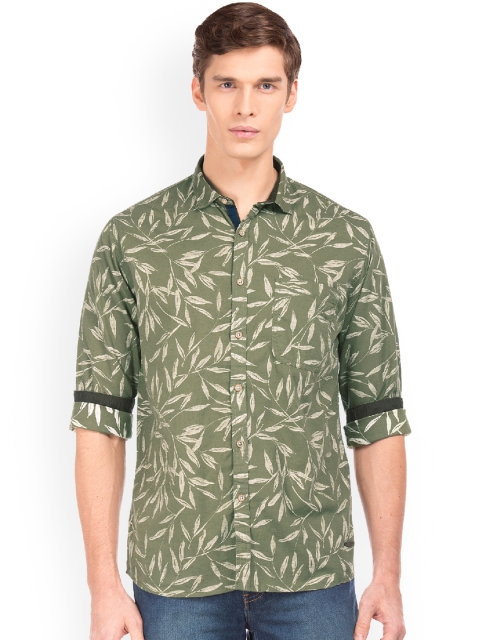 Cherokee Men Green Regular Fit Printed Casual Shirt