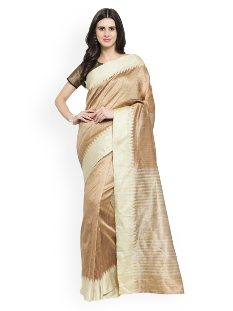 Shaily Beige Solid Silk Cotton Saree