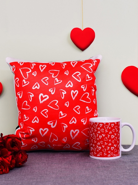 Archies Love Gifts Red Printed Quotation Mug & Cushion Set