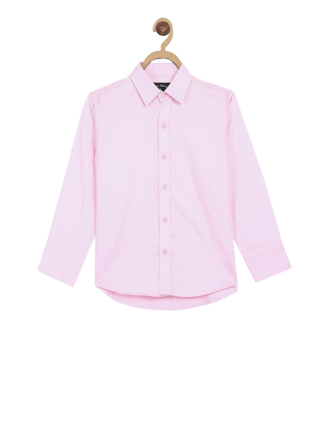 Blue Giraffe Boys Pink Regular Fit Solid Casual Shirt