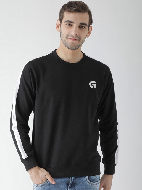GRIFFEL Men Black Solid Sweatshirt