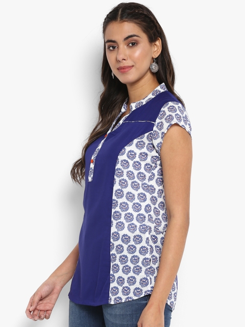 Mytri Women Blue Printed Kurti