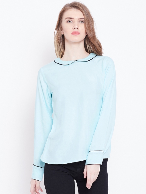 The Dry State Women Blue Solid A-Line Top
