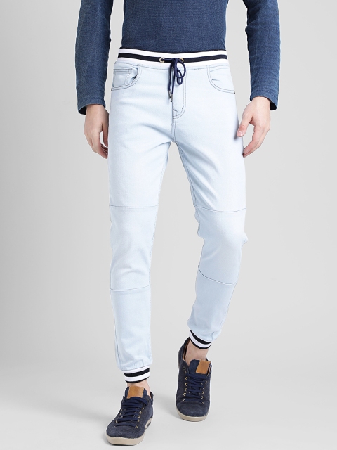 REALM Men Blue Skinny Fit Mid-Rise Clean Look Stretchable Jogger Jeans