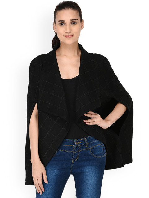 Owncraft Women Black Woollen Checked Cape Coat
Owncraft Women Black Woollen Checked Cape Coat
