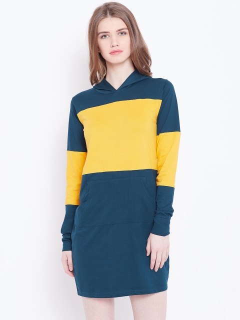 The Dry State Women Green Colourblocked Sweater Dress