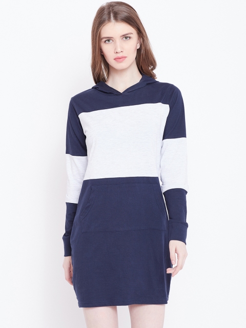 The Dry State Women Blue Colourblocked Jumper Dress