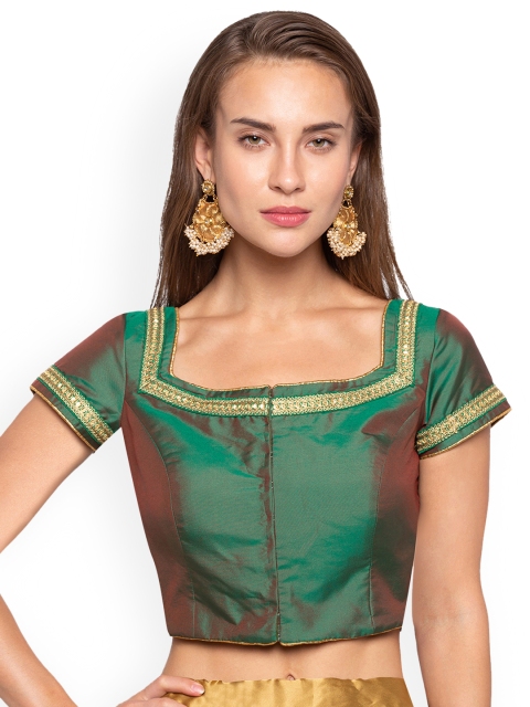 Just B Women Green Padded Saree Blouse