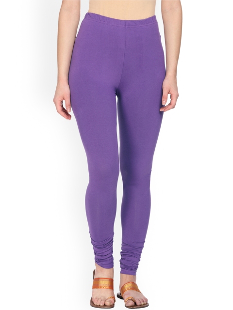 Alena Women Violet Solid Churidar-Length Leggings