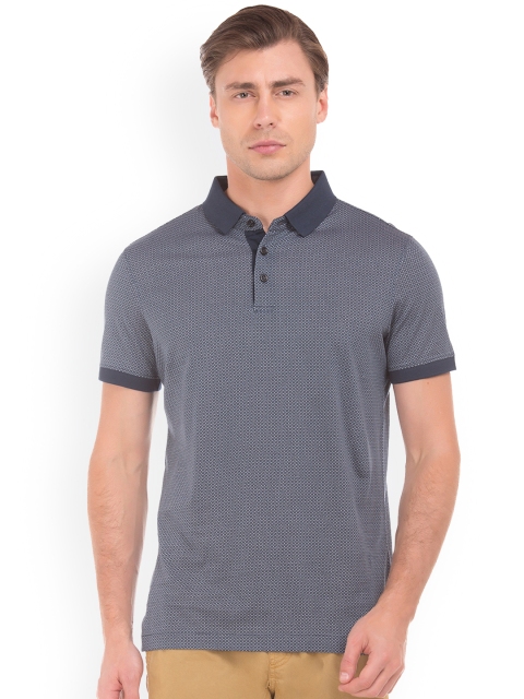 Arrow New York Men Blue Printed Polo Collar T-shirt
