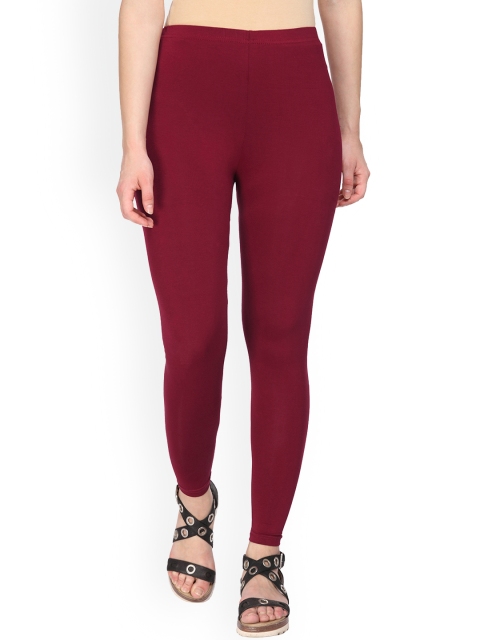 Alena Women Maroon Solid Ankle-Length Leggings