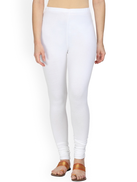 Alena Women White Solid Churidar-Length Leggings