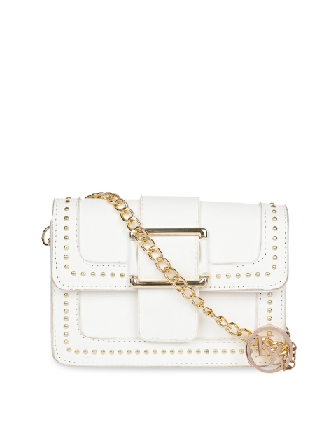 Kazo White Solid Leather Sling Bag