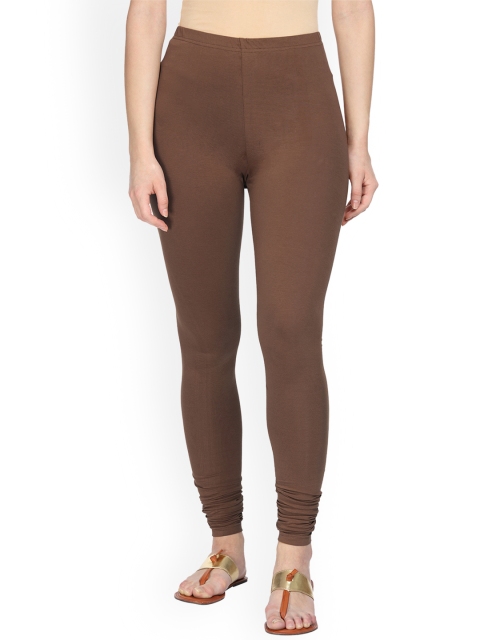 Alena Women Brown Solid Churidar-Length Leggings