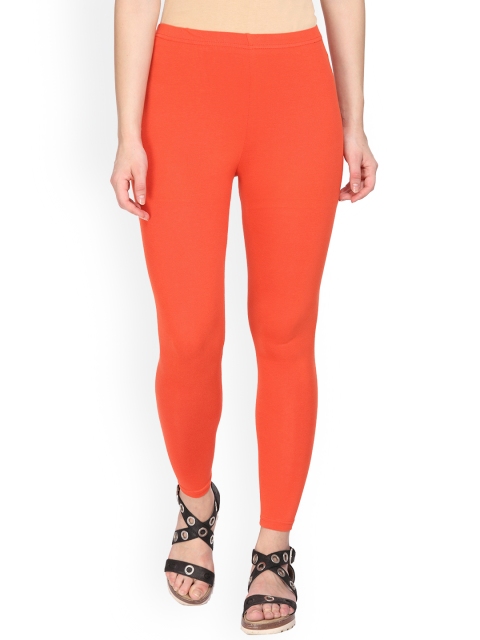 Alena Women Orange Solid Ankle-Length Leggings