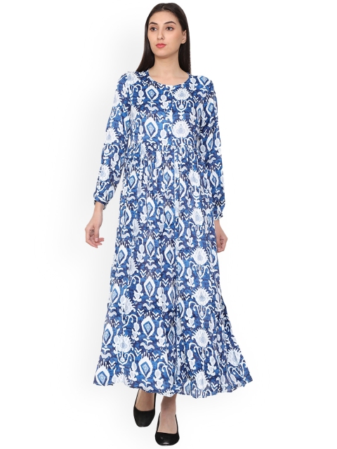 Van Heusen Woman Blue Printed Maxi Dress