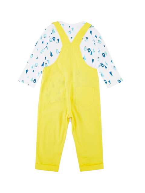 Chirpie Pie by Pantaloons Boys Yellow & White Dungaree Set 
Chirpie Pie by Pantaloons Boys Yellow & White Dungaree Set