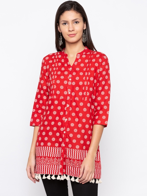 Globus Red & White Printed Tunic
