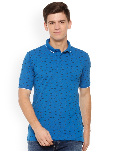 Van Heusen Sport Men Blue Printed Polo Collar T-shirt
