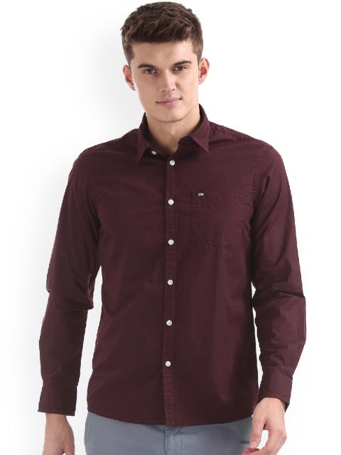 Arrow Sport Men Maroon Slim Fit Solid Casual Shirt