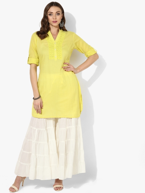Yellow Mandarin Straight Fit Kurta With 3/4th Rolled Up Sleeves With Teamed Up Sharara
Yellow Mandarin Straight Fit Kurta With 3/4th Rolled Up Sleeves With Teamed Up Sharara