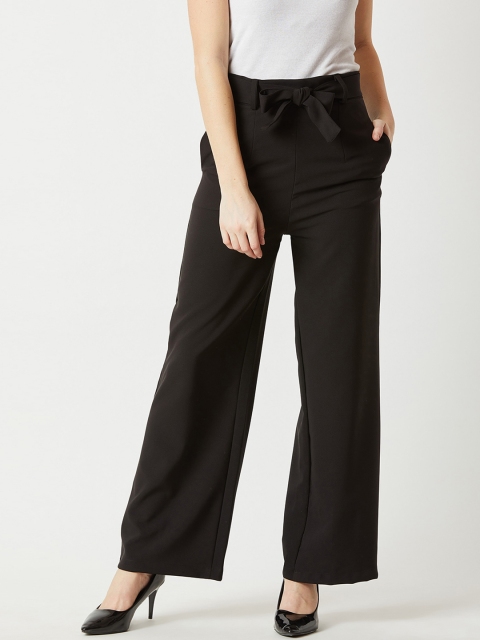 Miss Chase Women Black Regular Fit Solid Parallel Trousers