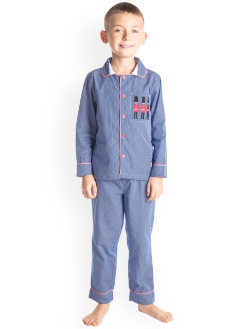 Cherry Crumble Boys Blue Striped Night Suit WS-NSUIT-7150