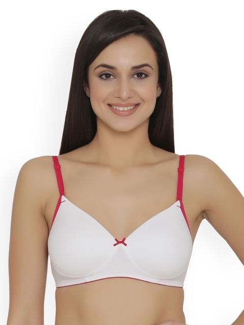 Clovia White Solid Non-Wired Lightly Padded T-shirt Bra BR1049Z1840C