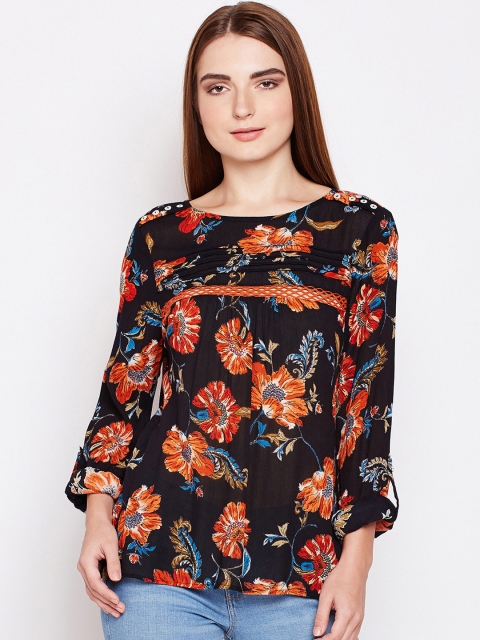 Oxolloxo Women Black Printed A-Line Top