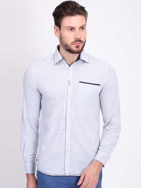 LA LOFT Men Blue Regular Fit Striped Casual Shirt