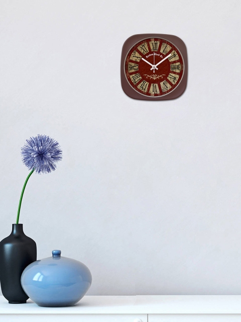 RANDOM Maroon Square Printed Analogue Wall Clock RC-6376