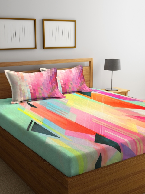 Portico New York Multicoloured Geometric Flat 144 TC Cotton 1 King Bedsheet with 2 Pillow Covers, Multi
Portico New York Multicoloured Geometric Flat 144 TC Cotton 1 King Bedsheet with 2 Pillow Covers, Multi