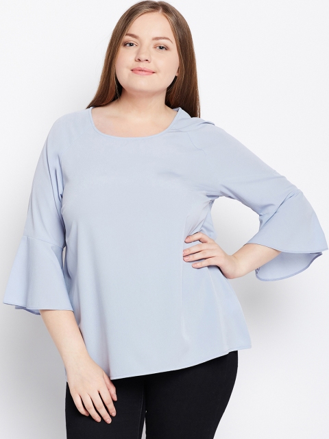 Oxolloxo Women Blue Solid A-Line Top