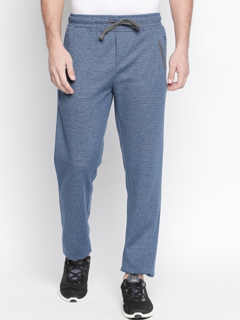 AVOQ Men Blue Striped Slim Fit Track Pants