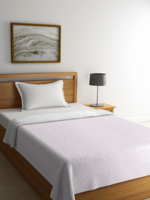 Portico New York Grey & Pink Geometric AC Room 150 GSM Single Bed Comforter