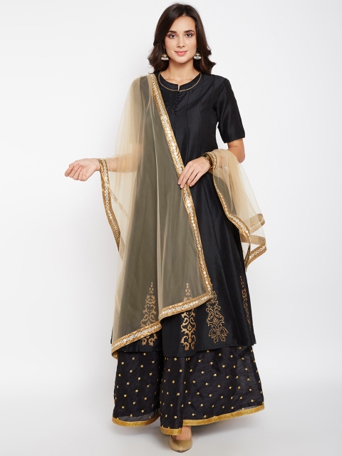 studio rasa Beige Embroidered Dupatta