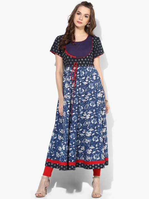 Sangria Women Blue Printed Anarkali Kurta