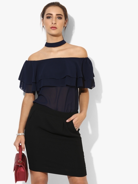 Navy Blue Solid Blouse