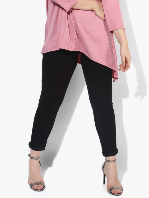 Black Solid Mid Rise Skinny Fit Jeans