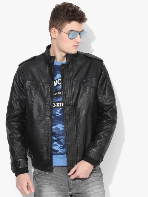 Black Solid Casual Jacket