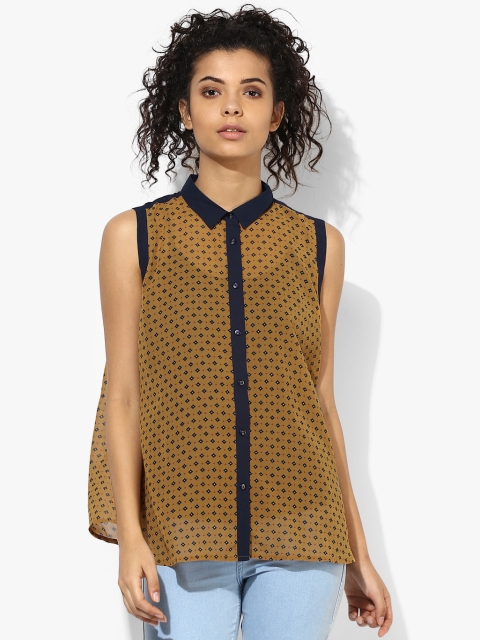 Mustard Yellow Printed Shirt With Lining
