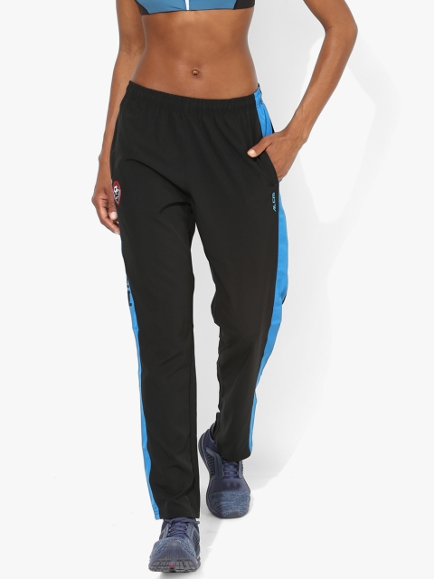 Alcis Women Black Colourblocked Slim Fit Track Pants