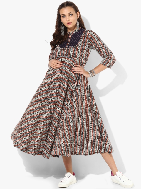 Multicoloured Printed Band Collar Anarkali With Button Placket Detail And 3/4 Rolled Up Sleeves, Multi
Multicoloured Printed Band Collar Anarkali With Button Placket Detail And 3/4 Rolled Up Sleeves, Multi