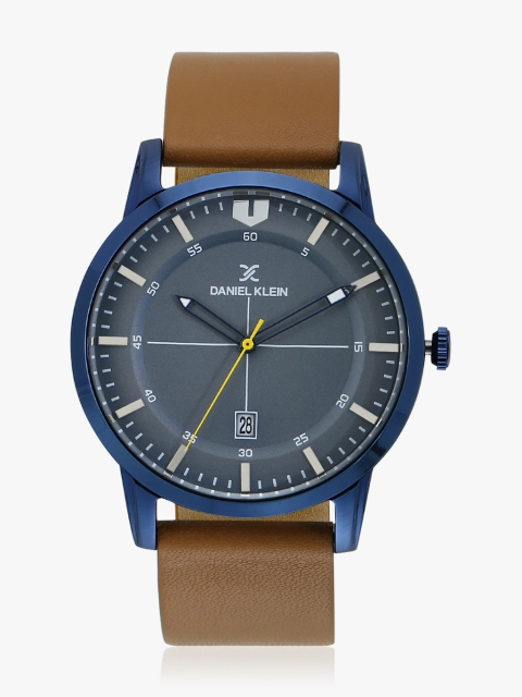 Daniel Klein Men Grey Genuine Leather Analogue Watch DK11732-6