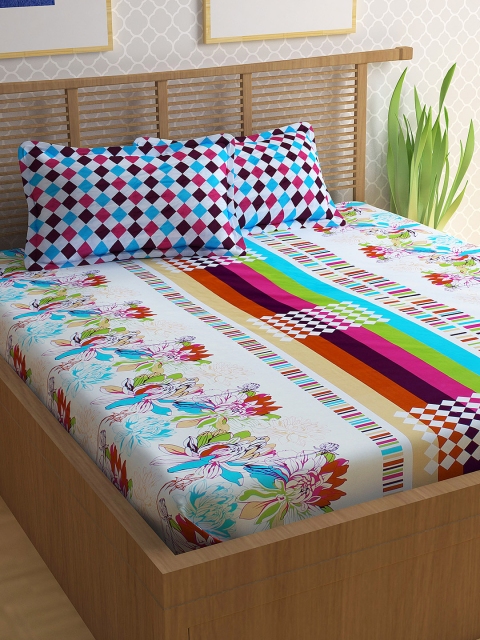 Story@home Multicoloured Floral Flat 186 TC Cotton 1 Double Bedsheet with 2 Pillow Covers, Multi
Story@home Multicoloured Floral Flat 186 TC Cotton 1 Double Bedsheet with 2 Pillow Covers, Multi