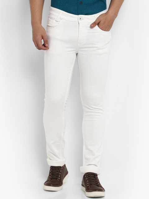 Mufti Men White Slim Fit Mid-Rise Clean Look Stretchable Jeans