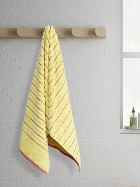 SPACES Exotica Ribbed Bath Towel Custard-Coral Standard Bath Towel, Yellow