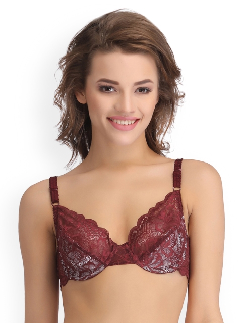 Clovia Maroon Self Design Underwired Non Padded Everyday Bra BR0397X0940C