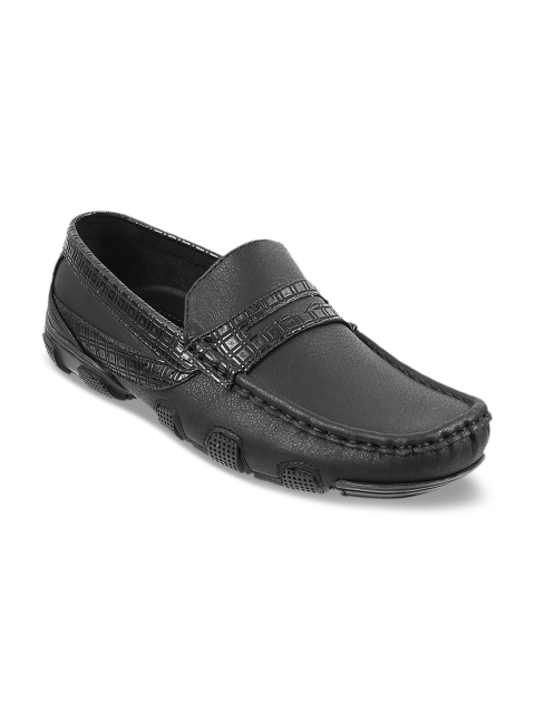 Metro Boys Black Textured Loafers